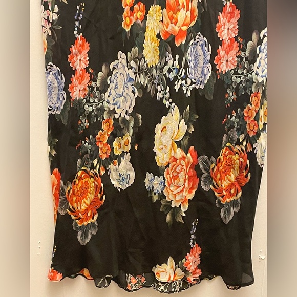 JOHNNY WAS, ELEGANT MIXED FLORAL PRINT, MAXI DRESS BLACK SILK LINING SIZE PXXL - Picture 10 of 16